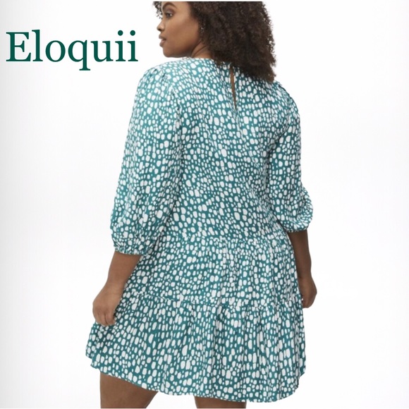 28W Eloquii “Shower of Hail” Swingy Dress with Double Tier Hem - Picture 6 of 17